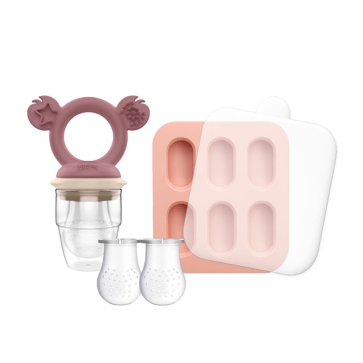 Cherub Baby SILICONE FRESH FOOD FEEDER / NIBBLE TRAY / REPLACEMENT 2PK NET -  DUSTY ROSE / SAND