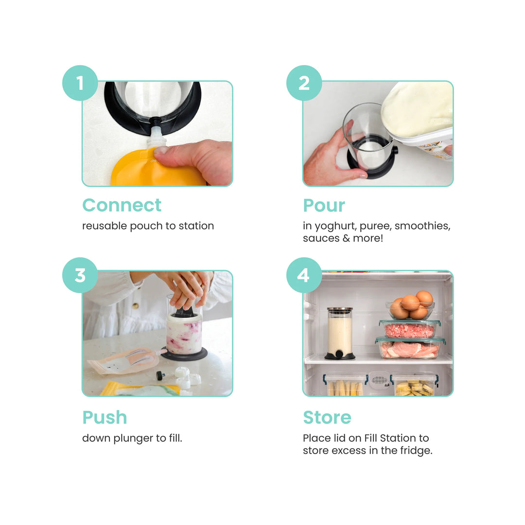 Cherub Baby BOROSILICATE GLASS & SILICONE POUCH FILLING STATION
