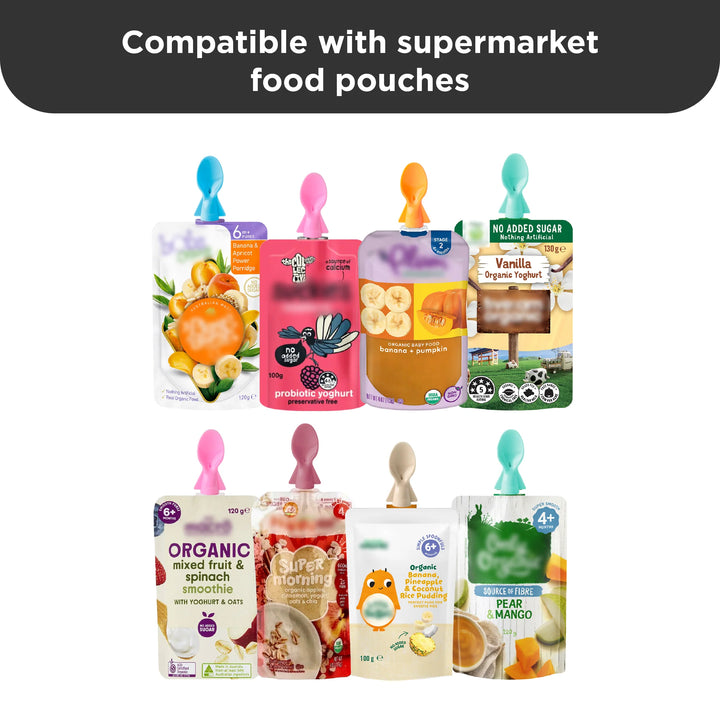Cherub Baby UNIVERSAL FOOD POUCH SPOONS 2 PACK - AQUA/MINT