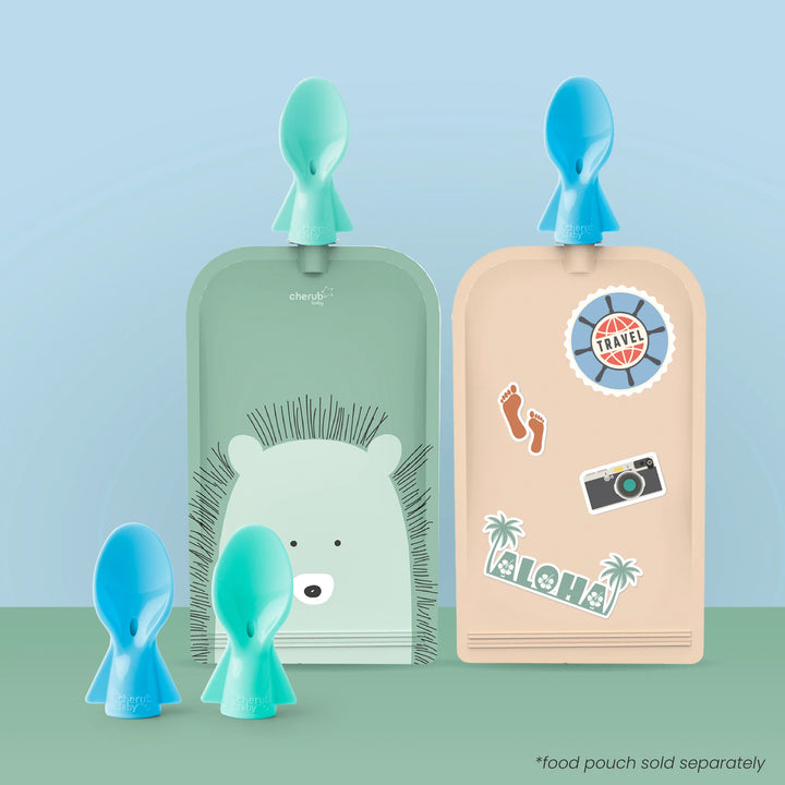 Cherub Baby UNIVERSAL FOOD POUCH SPOONS 2 PACK - AQUA/MINT