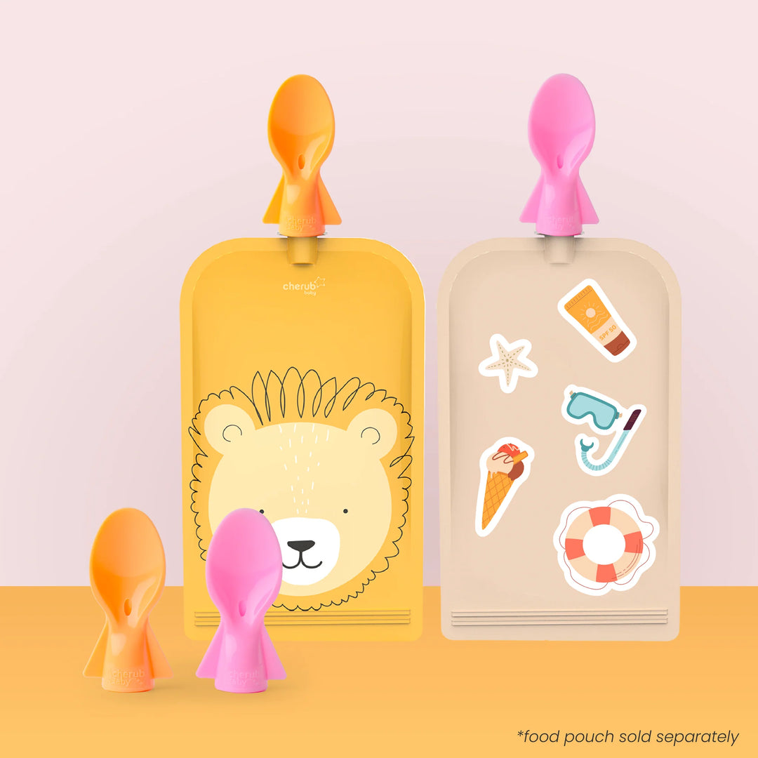 Cherub Baby UNIVERSAL FOOD POUCH SPOONS 2 PACK - PEACH/BLUSH