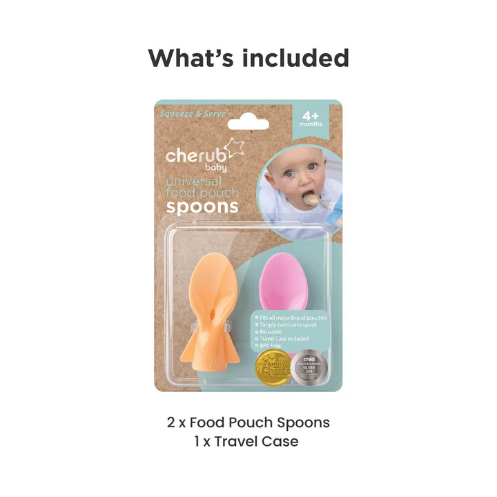 Cherub Baby UNIVERSAL FOOD POUCH SPOONS 2 PACK - PEACH/BLUSH