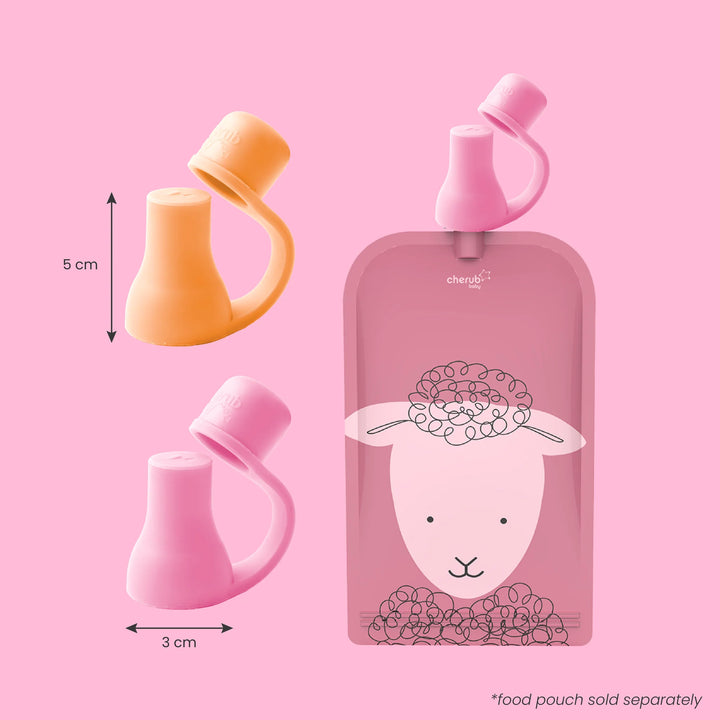 Cherub Baby SILICONE FOOD POUCH SOFT SPOUTS 2PK - PEACH/BLUSH