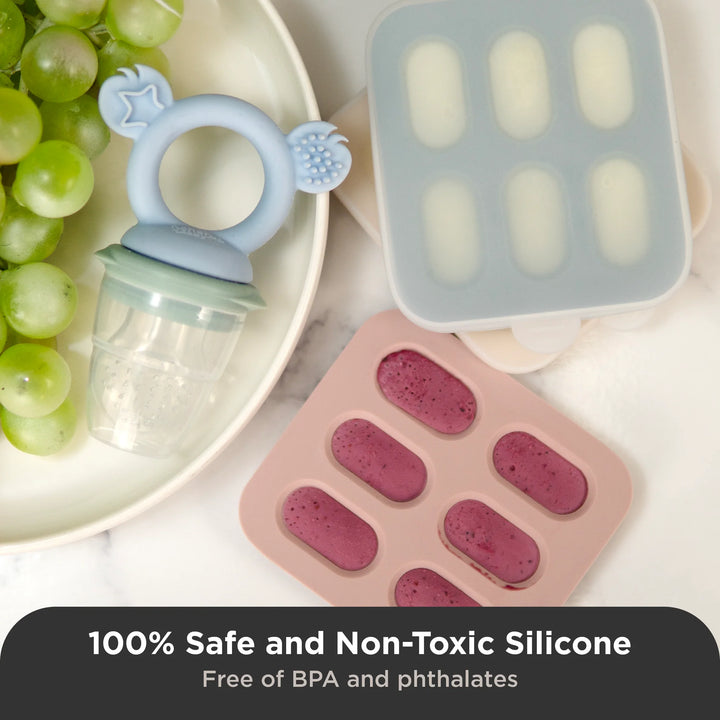 Cherub Baby SILICONE NIBBLE FREEZER TRAY 2PK -  DUSTY ROSE / SAND