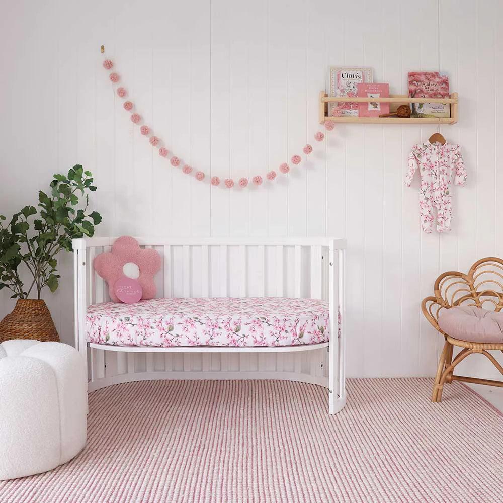 Snuggle Hunny Organic Fitted Cot Sheet - Cherry Blossom