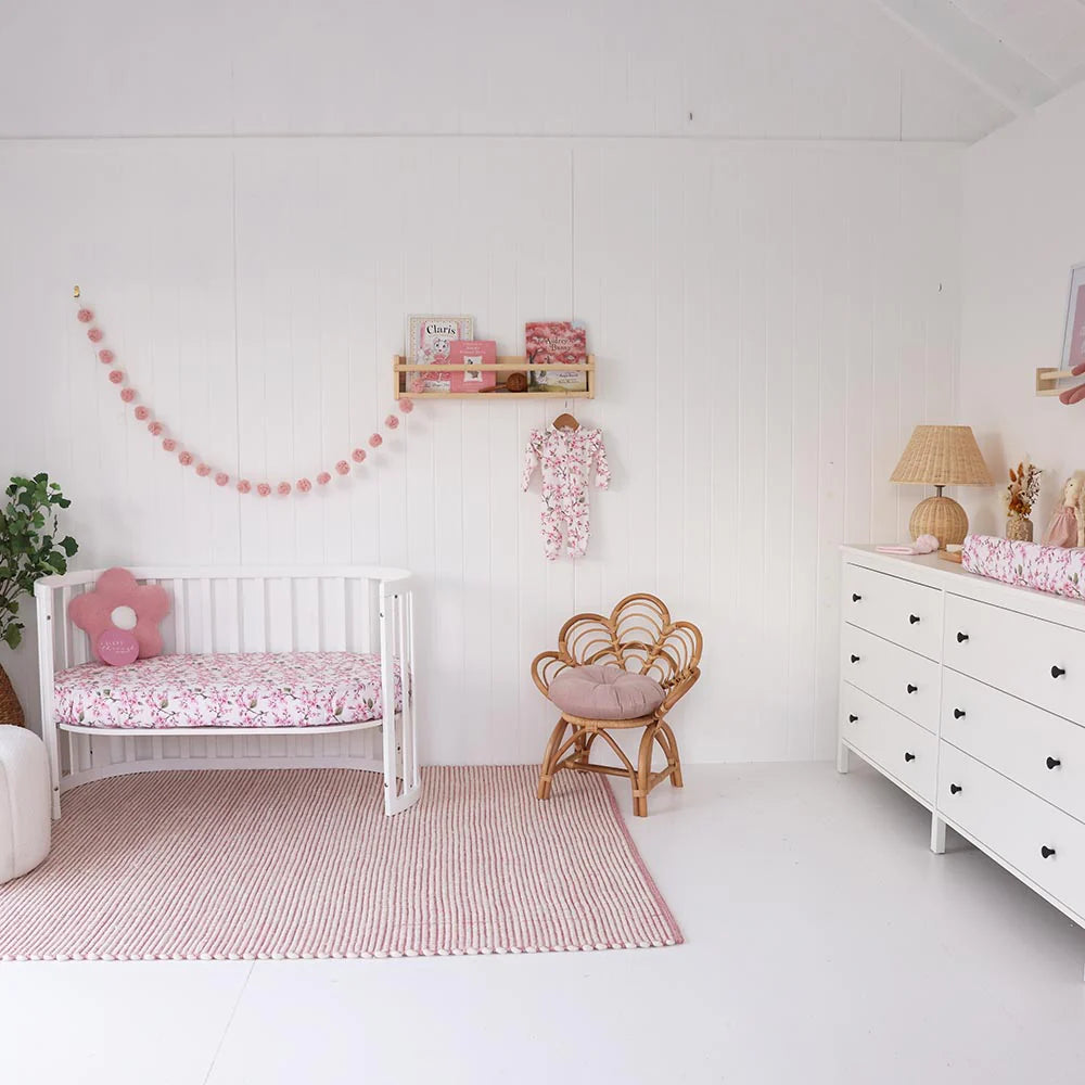 Snuggle Hunny Organic Fitted Cot Sheet - Cherry Blossom