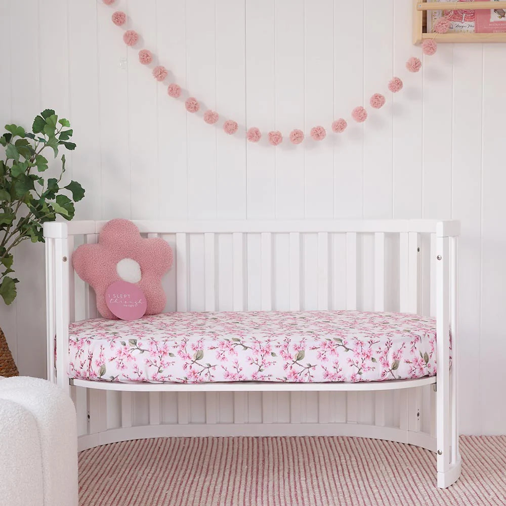 Snuggle Hunny Organic Fitted Cot Sheet - Cherry Blossom
