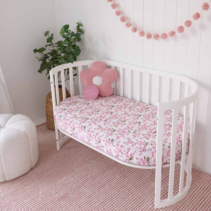 Snuggle Hunny Organic Fitted Cot Sheet - Cherry Blossom