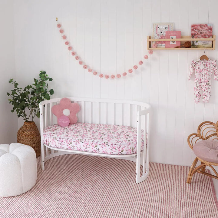 Snuggle Hunny Organic Fitted Cot Sheet - Cherry Blossom