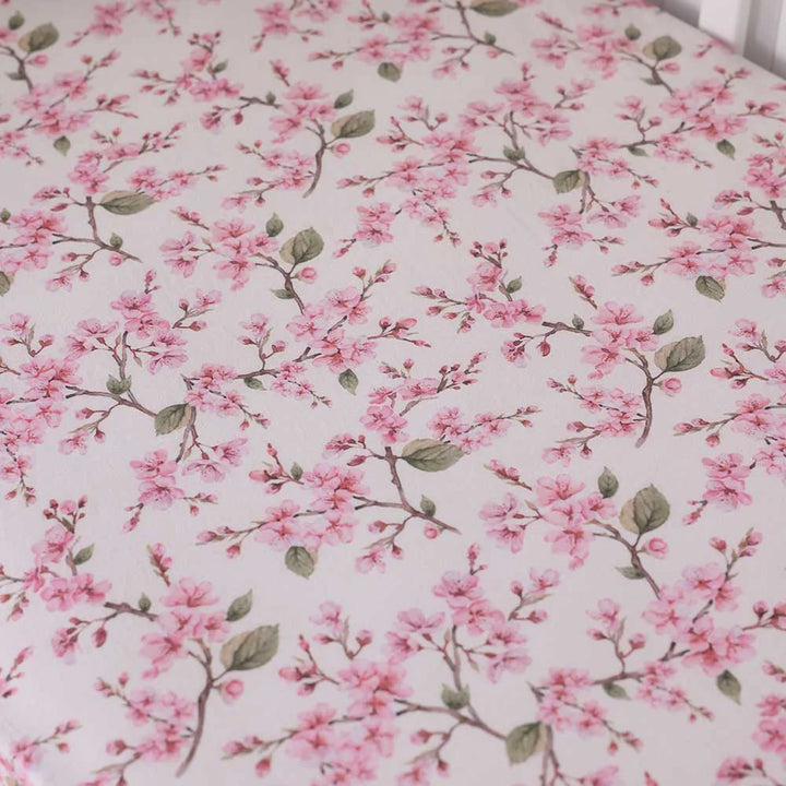 Snuggle Hunny Organic Fitted Cot Sheet - Cherry Blossom