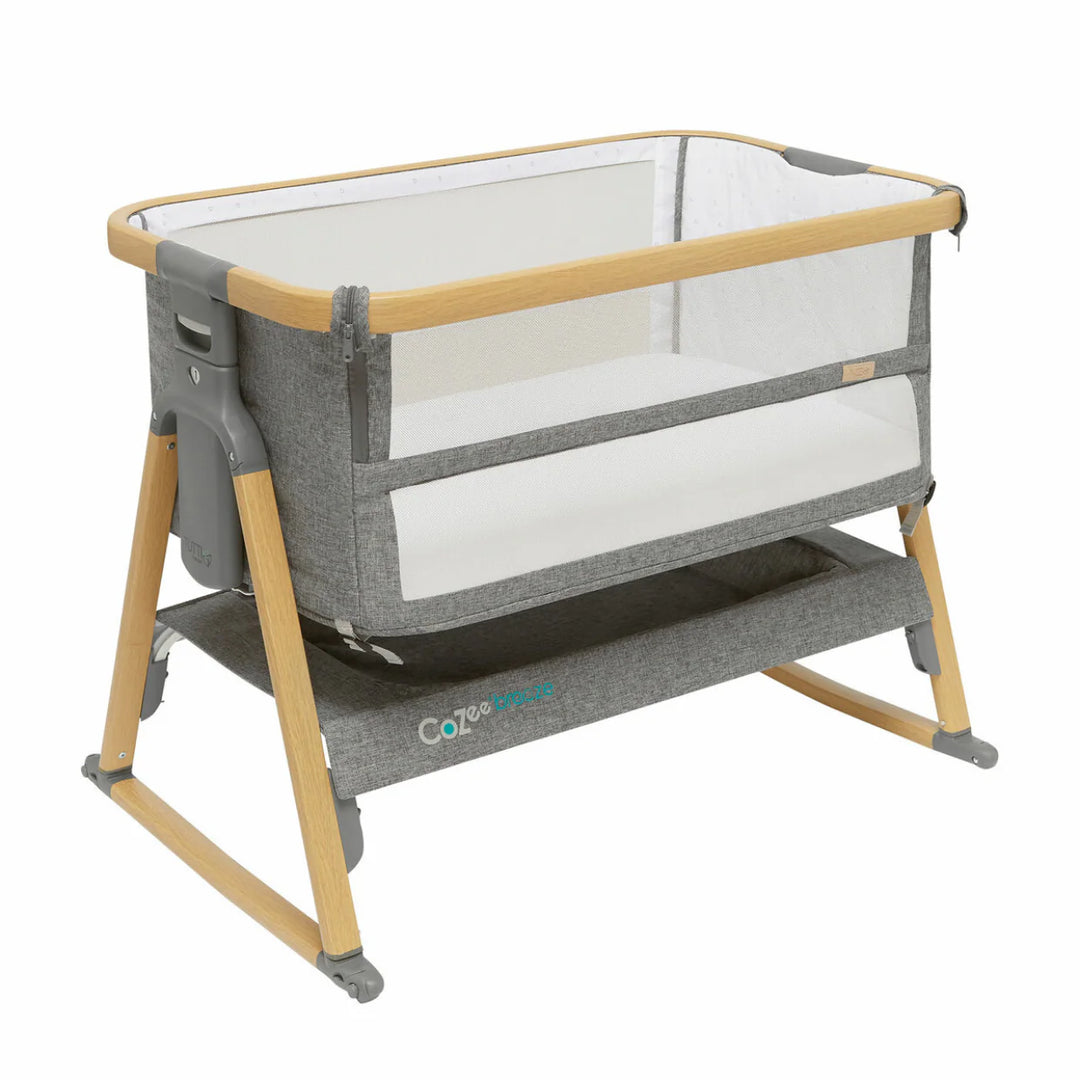 CoZee Breeze Plus Co-sleeping Bassinet with Rocking Legs in Oak Charcoal
