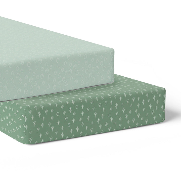 Bubba Blue Nordic 2pk Jersey Cot Fitted Sheets Avocado/Forest