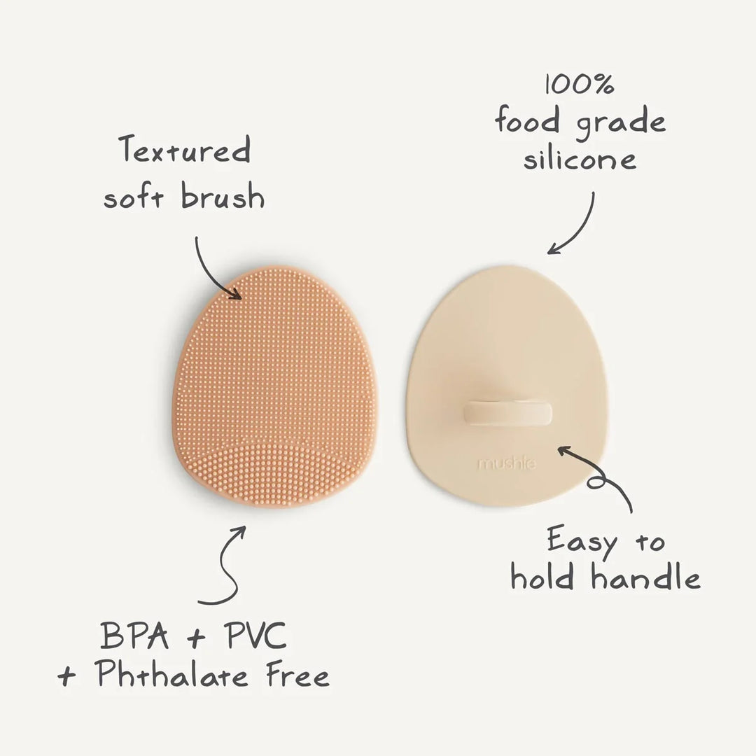Mushie Cradle Cap Brush - Natural and Cambridge Blue