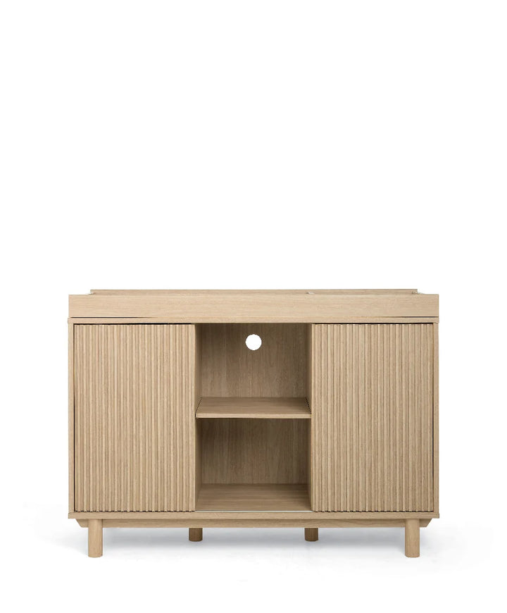 Mamas & Papas Oska Cotbed & 3 drawer WIDE Dresser Bundle (5 Pieces) - Oak