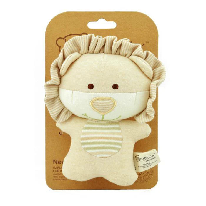 123 Grow Organix Cotton Buddy Squeaky Rattle - Lion