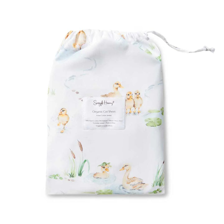 Snuggle Hunny Organic Fitted Cot Sheet - Duck Pond