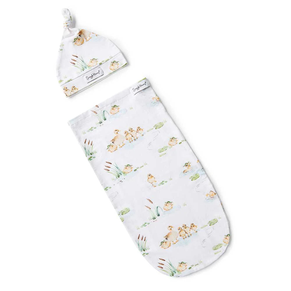 Snuggle Swaddle & Beanie Set - Duck Pond