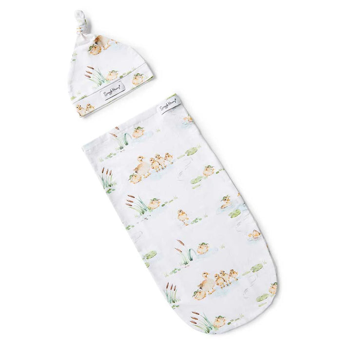 Snuggle Swaddle & Beanie Set - Duck Pond