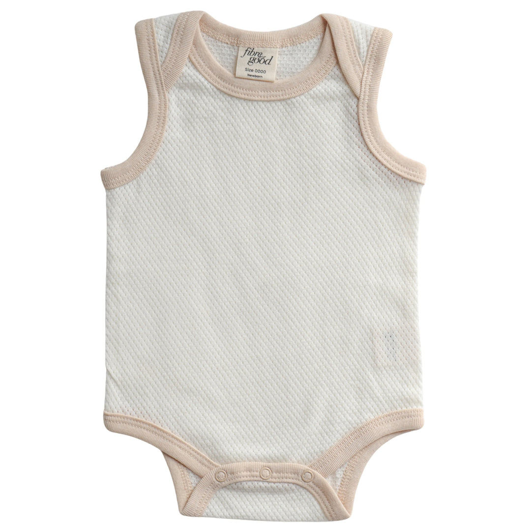 Fibre For Good Organic Cotton Mesh Baby Bodysuit - Natural/Brown