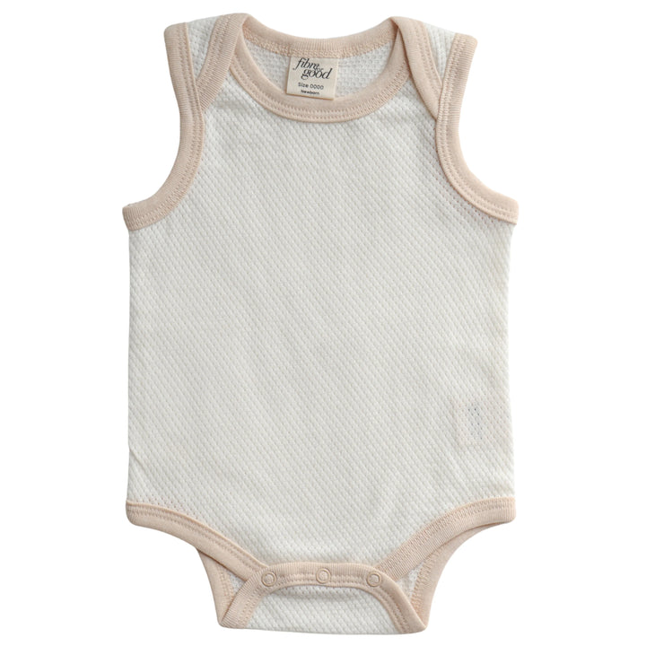 Fibre For Good Organic Cotton Mesh Baby Bodysuit - Natural/Brown