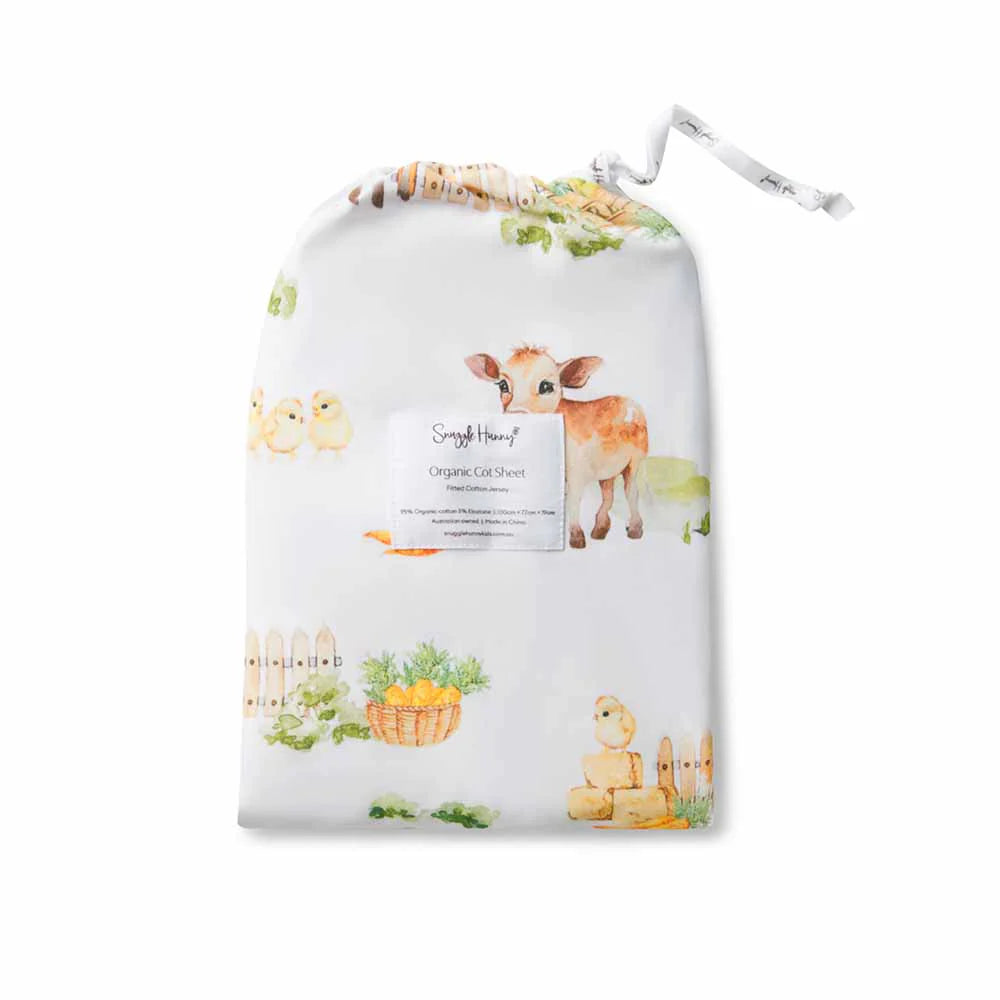 Organic Fitted Cot Sheet - Farm
