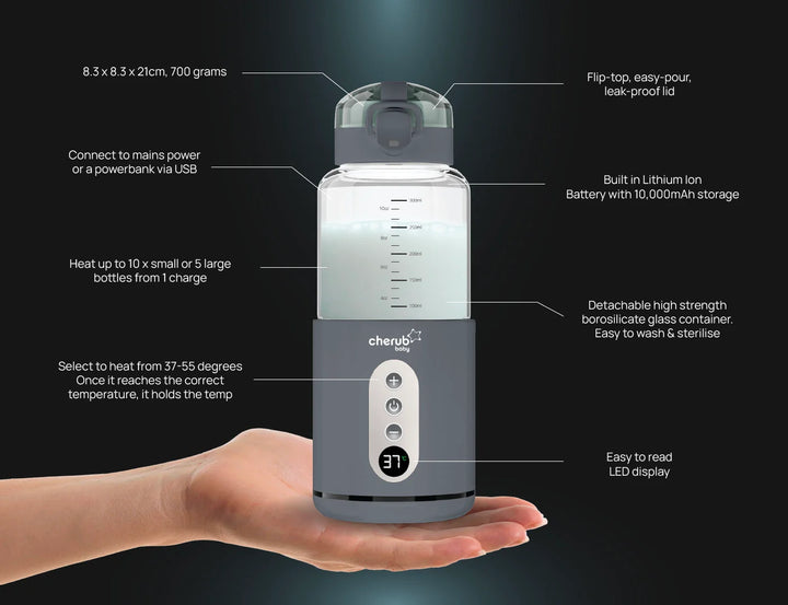 Cherub Baby ANYWHERE PORTABLE BOTTLE WARMER PRO - SLATE