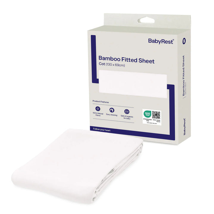 Babyrest Fitted Sheet - Bamboo Suits Cots: Kaya, Beckett, Amara, Torquay, Apollo (130 x 69cm)