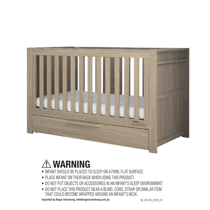Mamas & Papas Franklin Cotbed Bundle With Essential Spring Cotbed Mattress (4 Pieces) - Light Oak