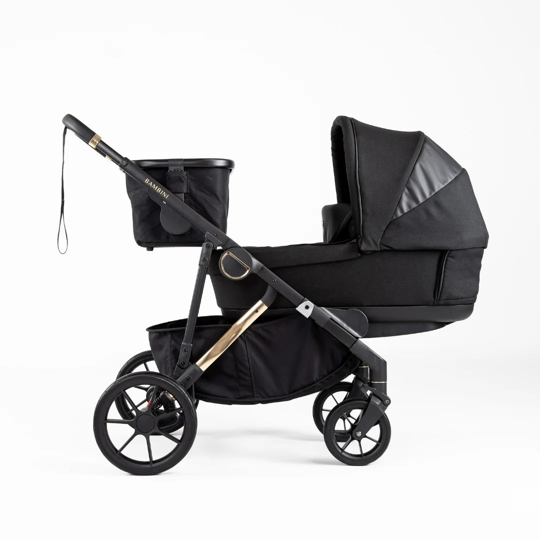 Bambini LISBON Single-to-Double Pram - NOAH Black/Gold - Future-Proof Bundle