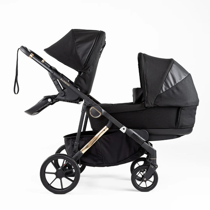 Bambini LISBON Single-to-Double Pram - NOAH Black/Gold - Future-Proof Bundle