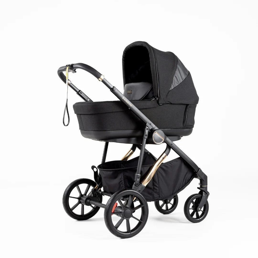 Bambini LISBON Single-to-Double Pram - NOAH Black/Gold - Future-Proof Bundle