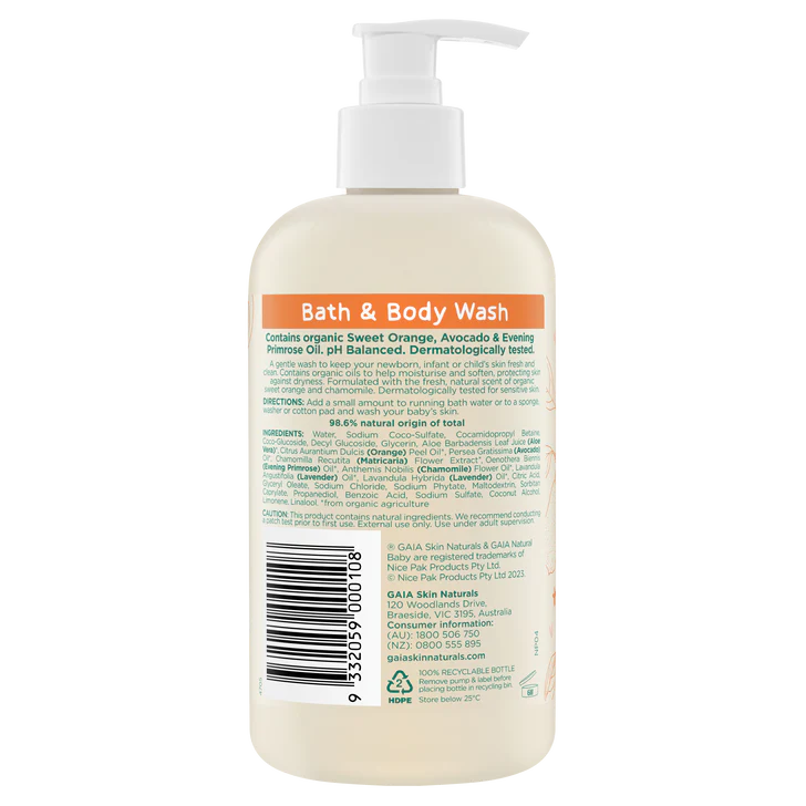 Gaia Natural Baby Bath & Body Wash 500ml