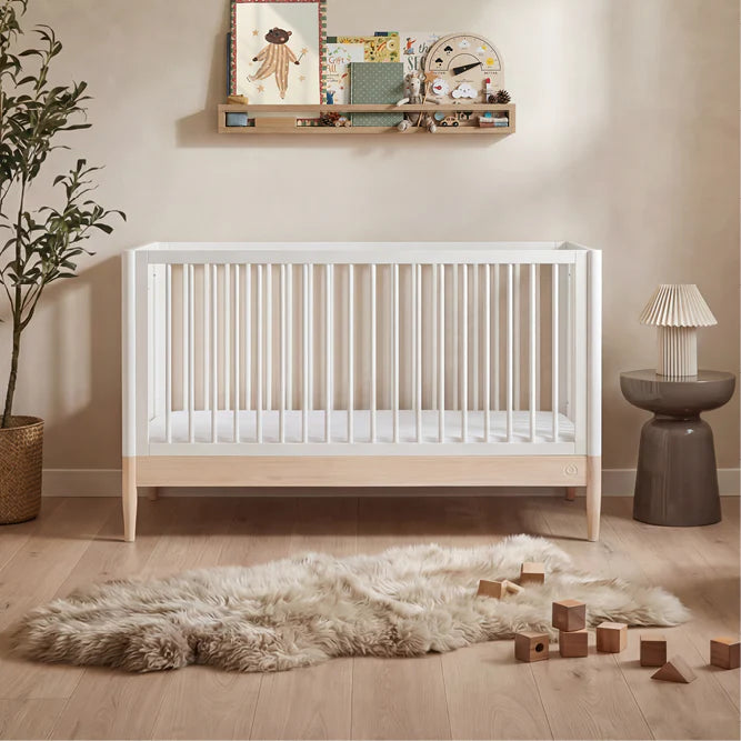 Gaia Baby Eos Cot Bed - White | Natural Ash