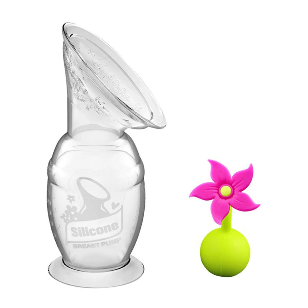 Haakaa 150ml Silicone Breast Pump & Flower Stopper Pack - Pink
