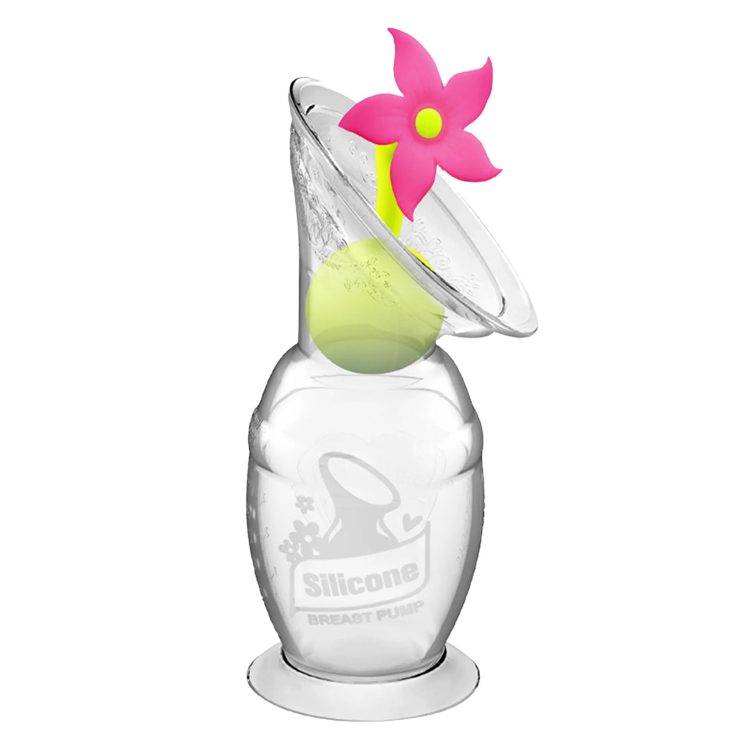 Haakaa 150ml Silicone Breast Pump & Flower Stopper Pack - Pink