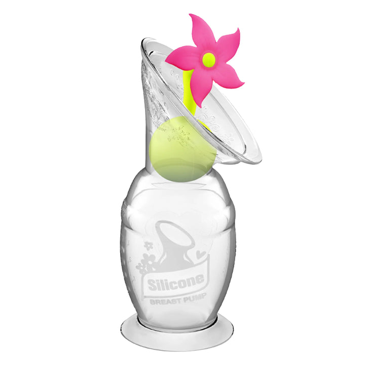 Haakaa 150ml Silicone Breast Pump & Flower Stopper Pack - Pink