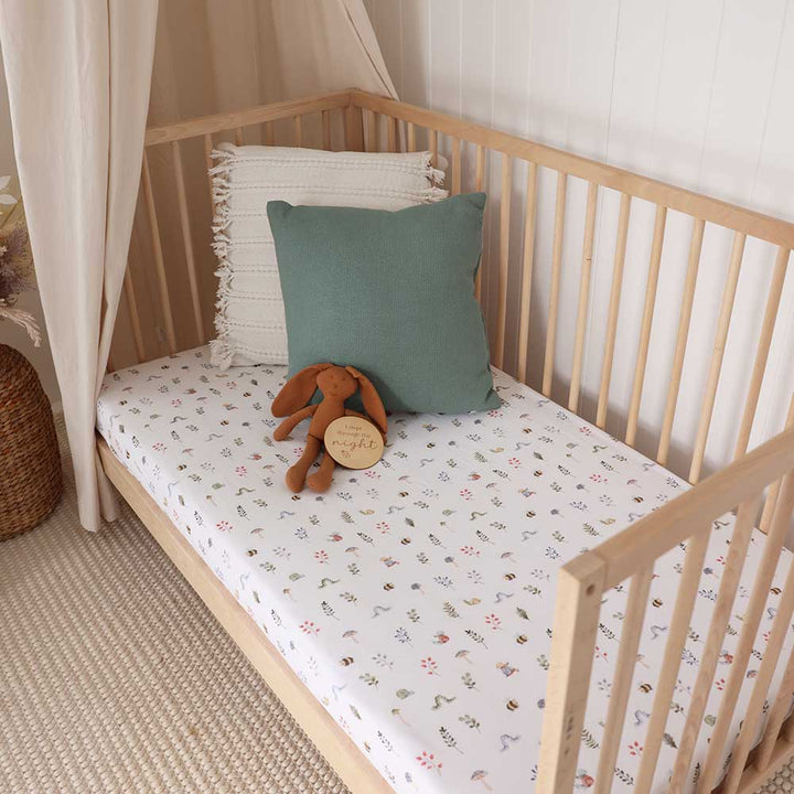 Organic Fitted Cot Sheet - Garden Friends