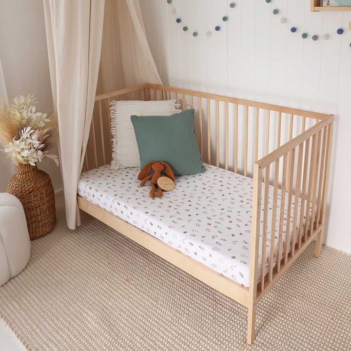 Organic Fitted Cot Sheet - Garden Friends