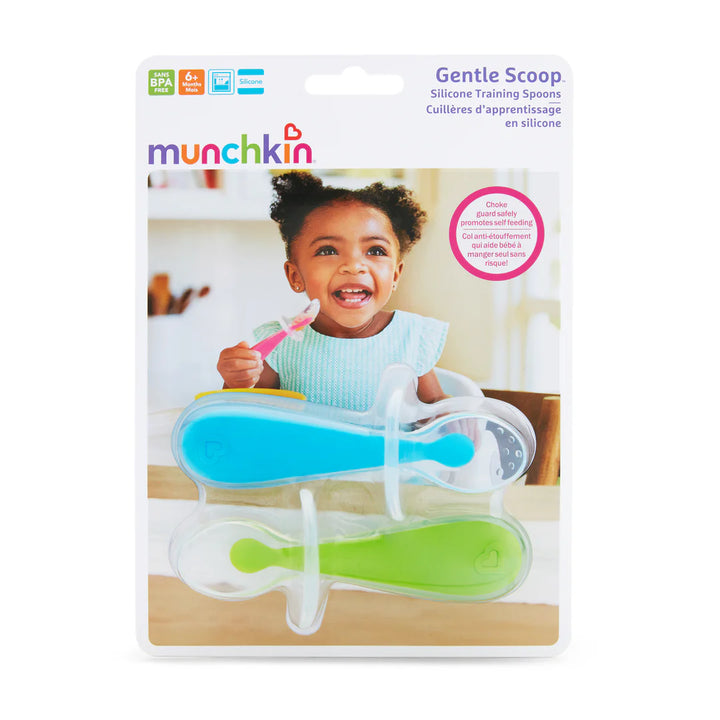 Munchkin Gentle Scoop 2pk Silicone Training Spoons (Blue/Green)