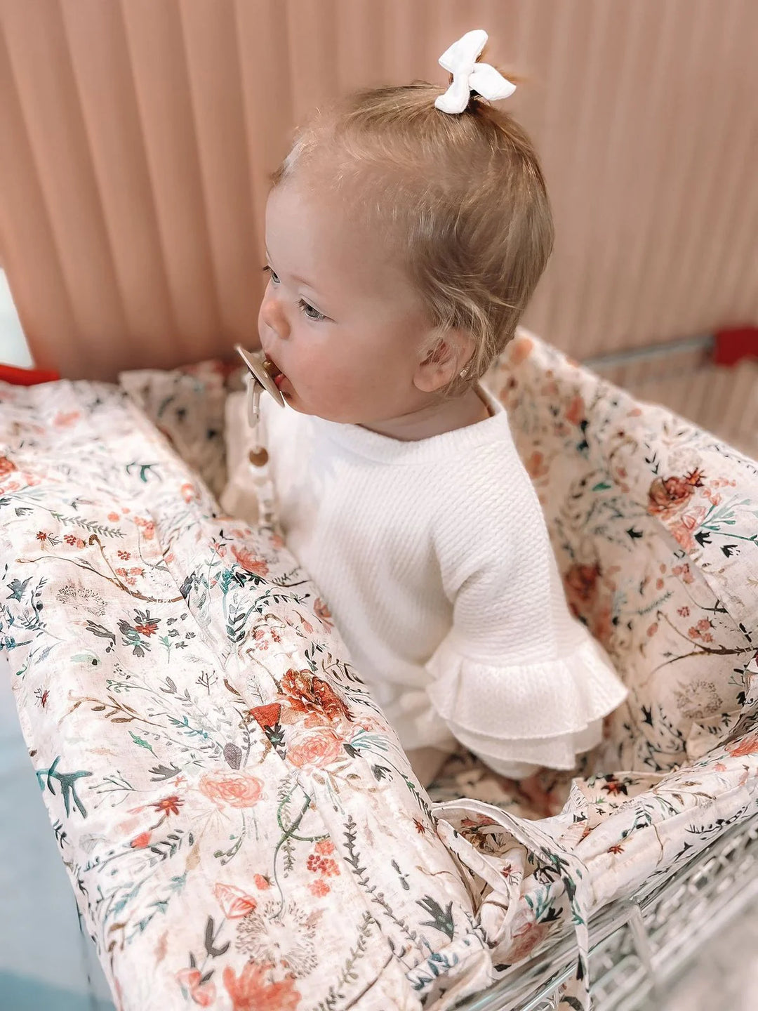 Bambella Designs Universal Padded Trolley Liner | Blush Wildflower