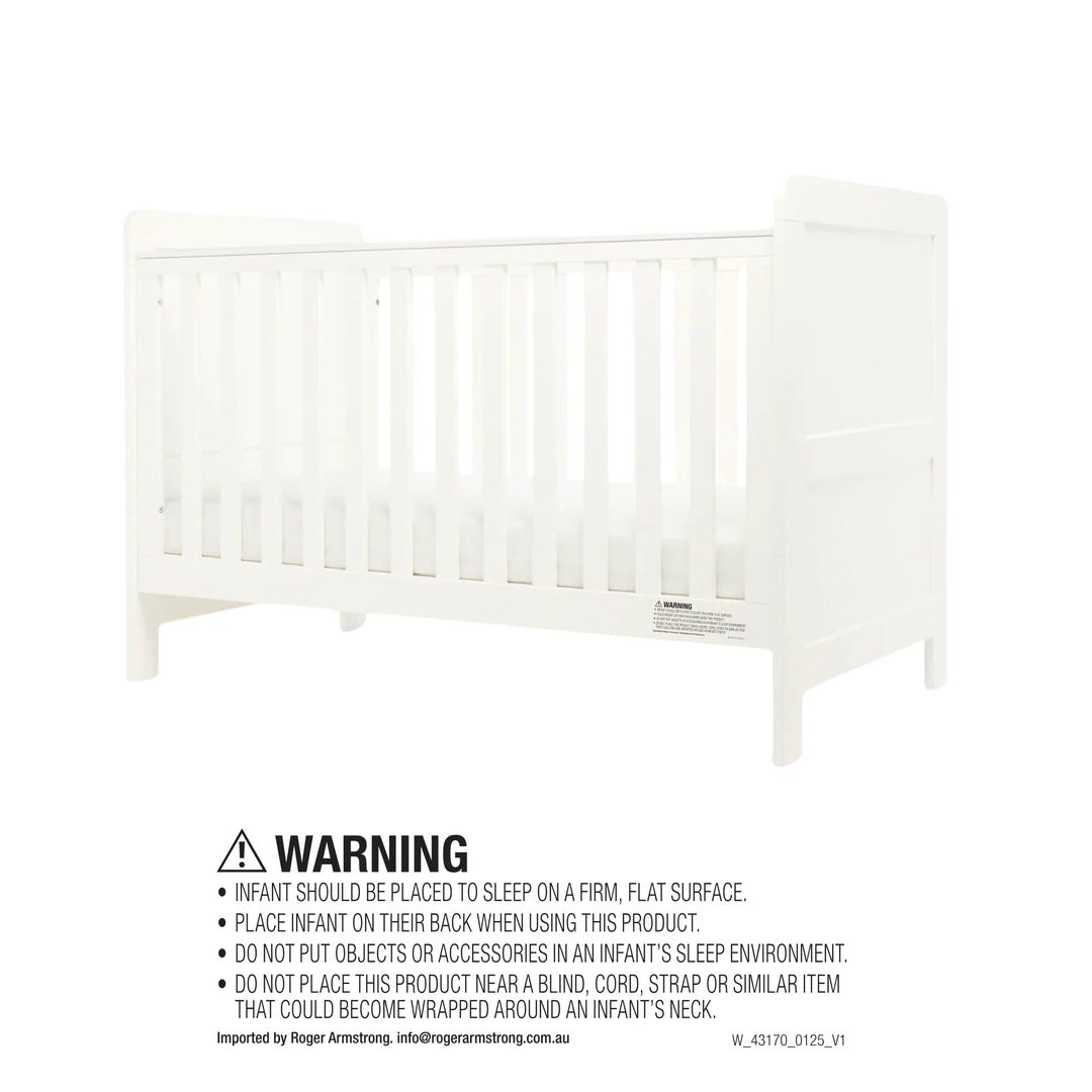 Mamas & Papas Hampden 5 Piece Set with Cotbed, Dresser Changer, Mattress, Fitted Sheets & Mattress Protector - White