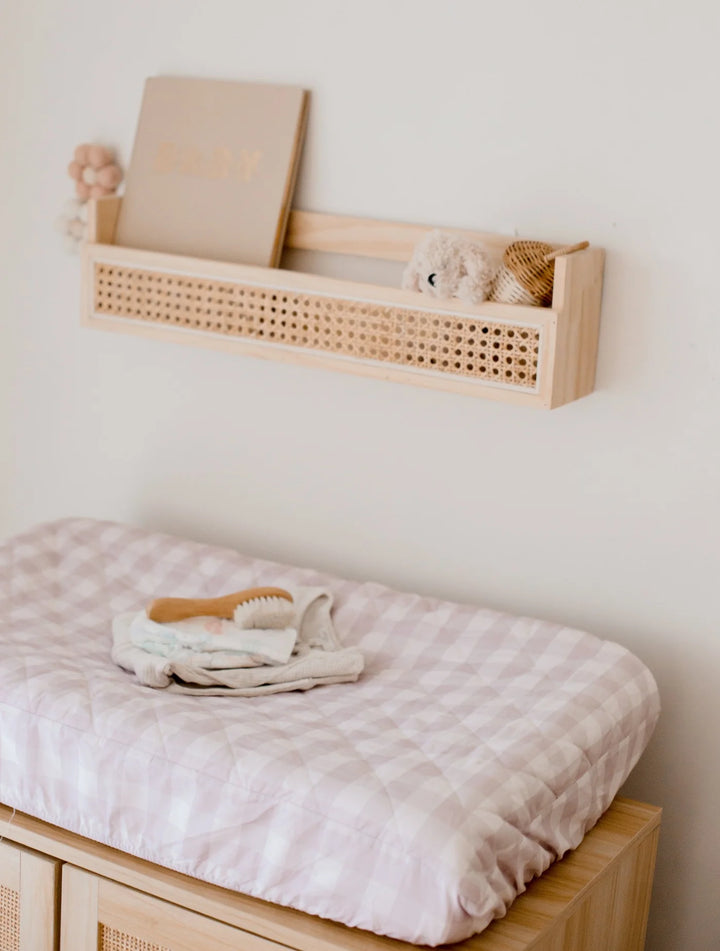 Bambella Designs Waterproof Bassinet Sheet/Change Mat Cover | Blush Gingham