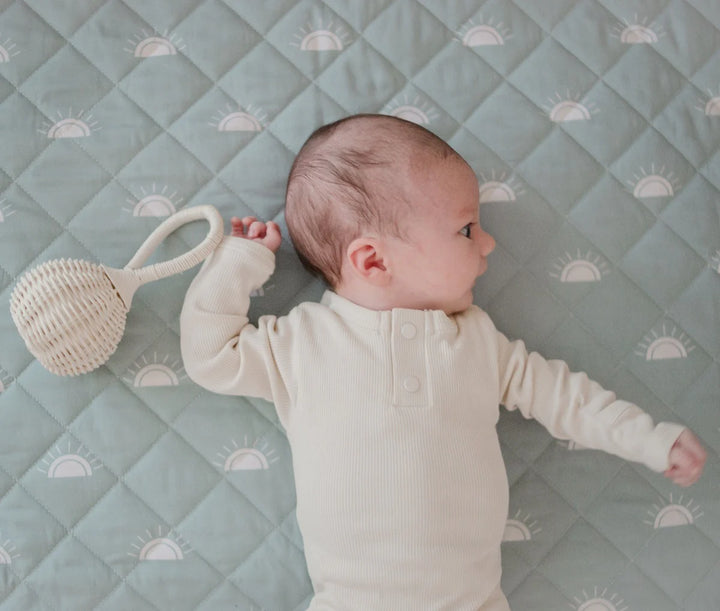 Bambella Designs Waterproof Bassinet Sheet/Change Mat Cover | Sage Sunshine