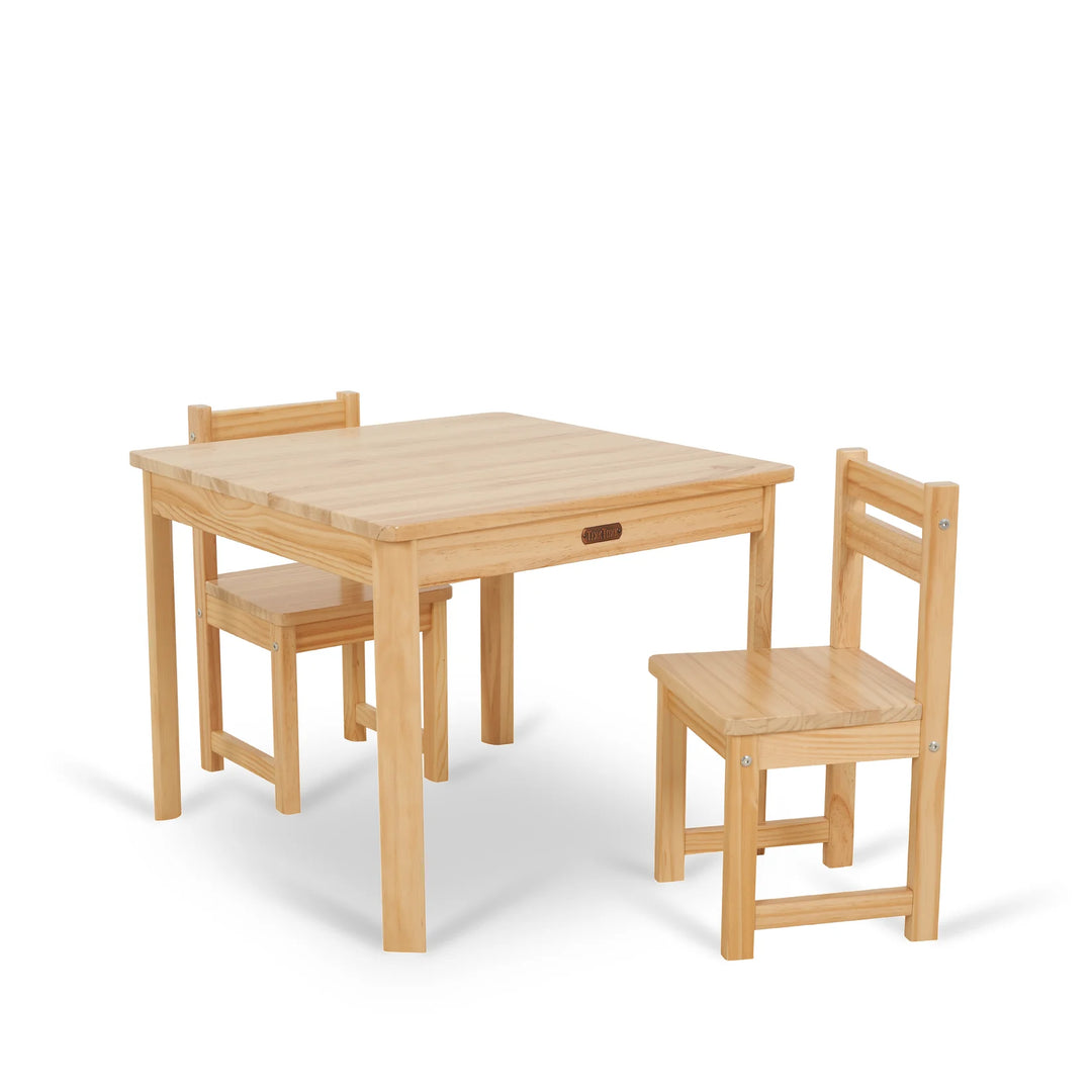 TikkTokk Little Boss Table & Chairs Set Square - Natural