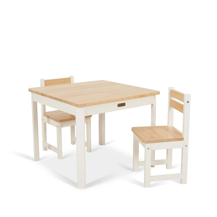 TikkTokk Little Boss Table & Chairs Set - Square White/Natural