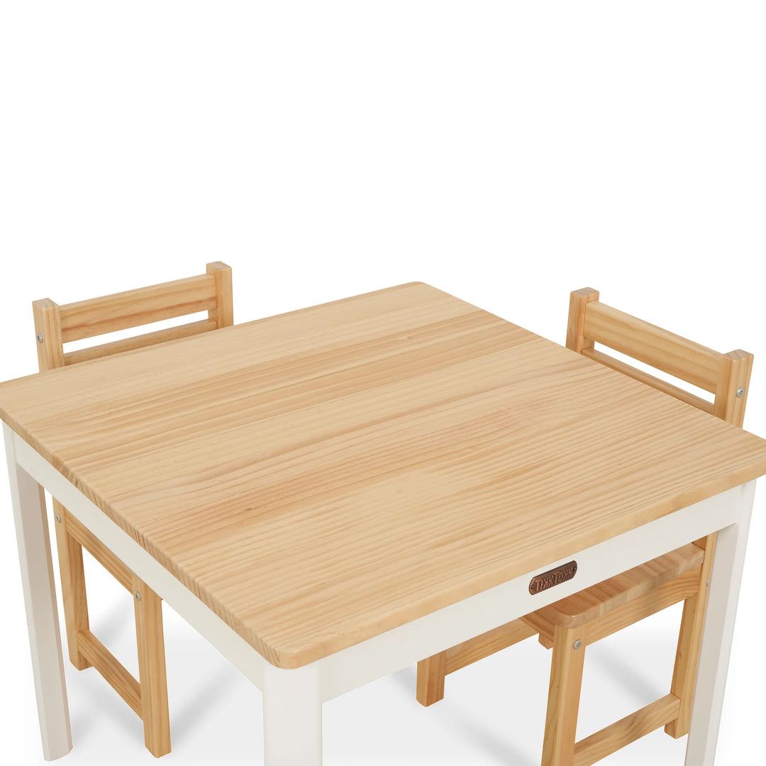 TikkTokk Little Boss Table & Chairs Set - Square White/Natural