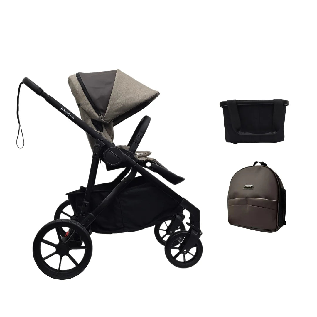 Bambini LISBON Single-to-Double Pram - SOFIA Mocha Single Seat Bundle