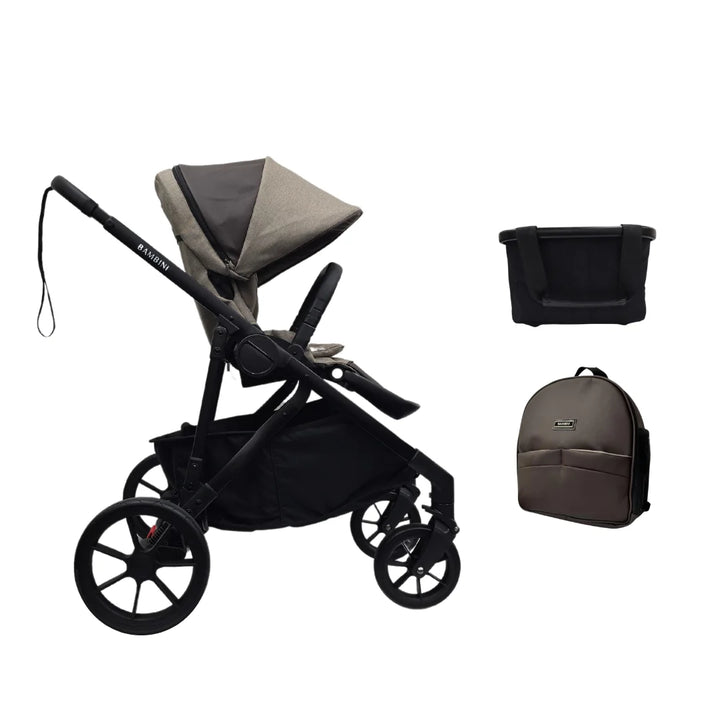 Bambini LISBON Single-to-Double Pram - SOFIA Mocha Single Seat Bundle