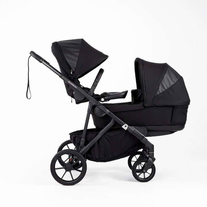 Bambini LISBON Single-to-Double Pram NOAH Black/Black Standard Bundle with Basinett and lower adaptors