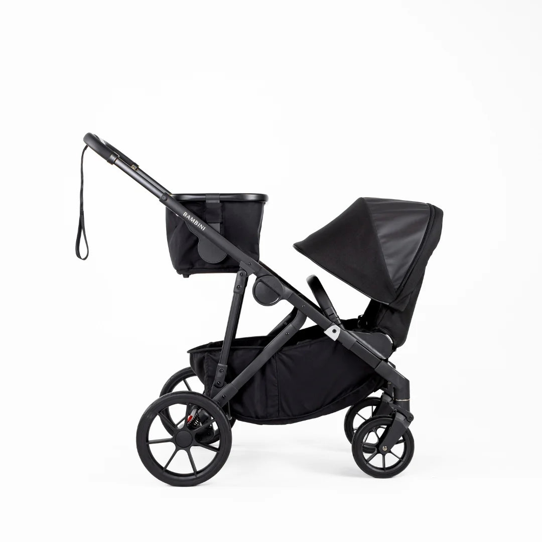 Bambini LISBON Single-to-Double Pram NOAH Black/Black Standard Bundle with Basinett and lower adaptors